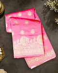 Pink Banarasi Silk Saree with Delicate Floral Buta Weaving