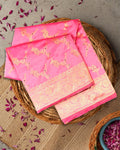 Pink Banarasi Silk Saree with Elegant Vine Meenakari Jaal Trellises Weave