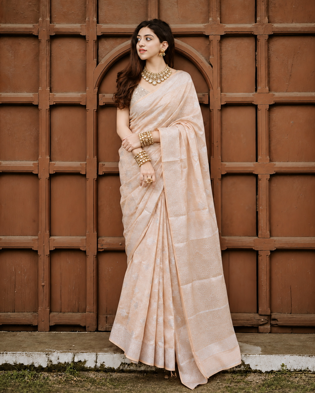 Silk Certified - 100% Pure Banarasi Silk Sand Beige Saree