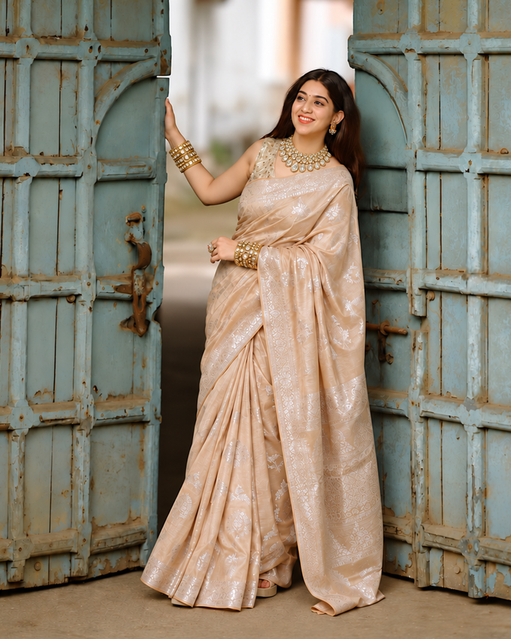 Silk Certified - 100% Pure Banarasi Silk Sand Beige Saree