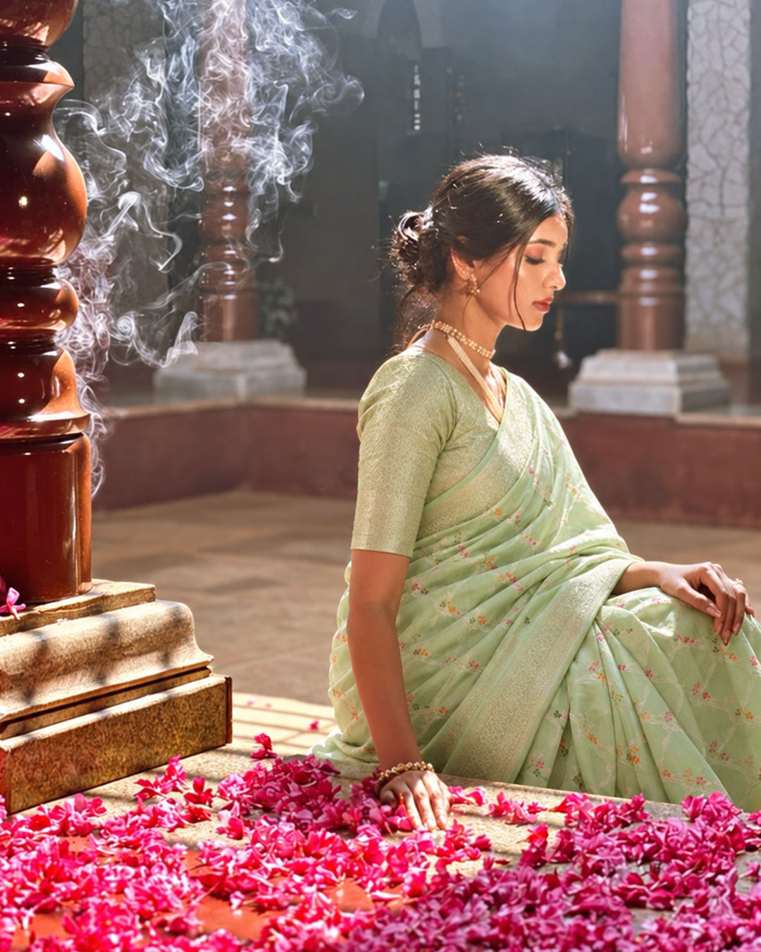 Silk Certified - 100% Pure Banarasi Silk Light Green Saree