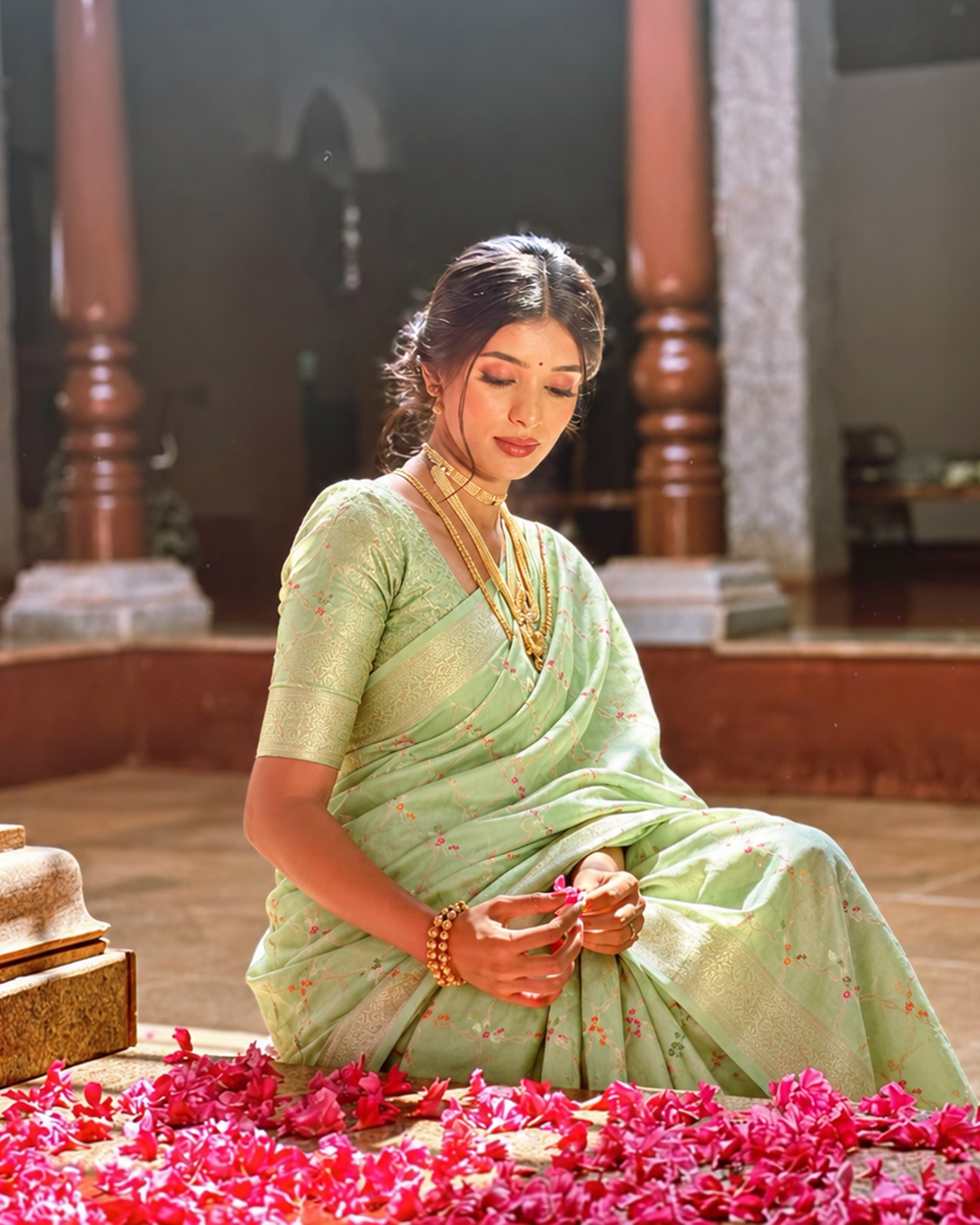 Silk Certified - 100% Pure Banarasi Silk Light Green Saree