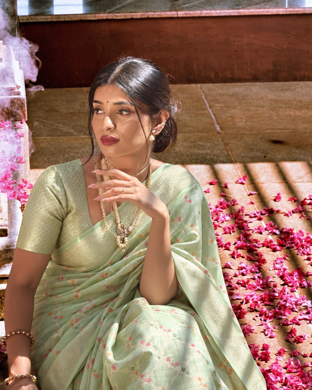 Silk Certified - 100% Pure Banarasi Silk Light Green Saree