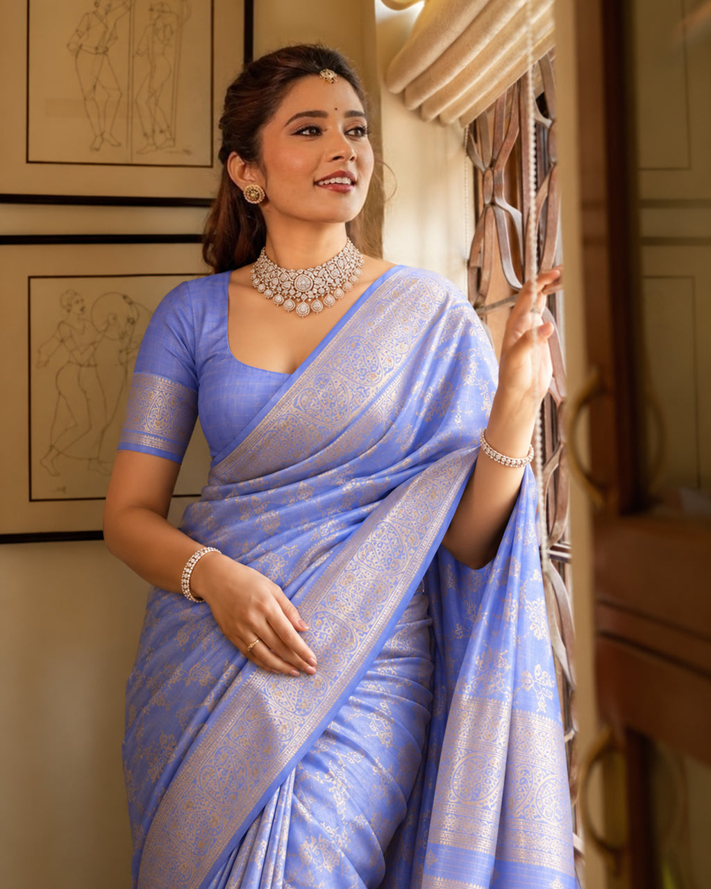Silk Certified - 100% Pure Banarasi Silk Periwinkle Lavender Saree